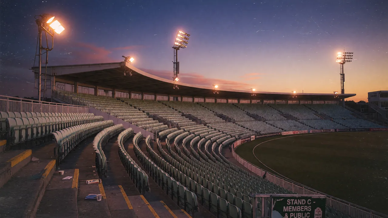 Editorial photograph of a quiet pitch under evening light for the privacy hero.